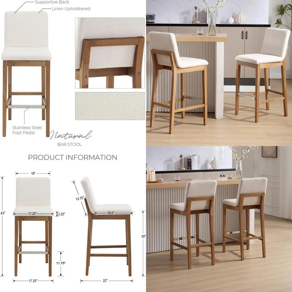 

Набор из 2 барных стульев, 76 см, современные мягкие барные стулья с ножками из натурального дерева, стул для кухонного острова, домашнего бара, высокий стул