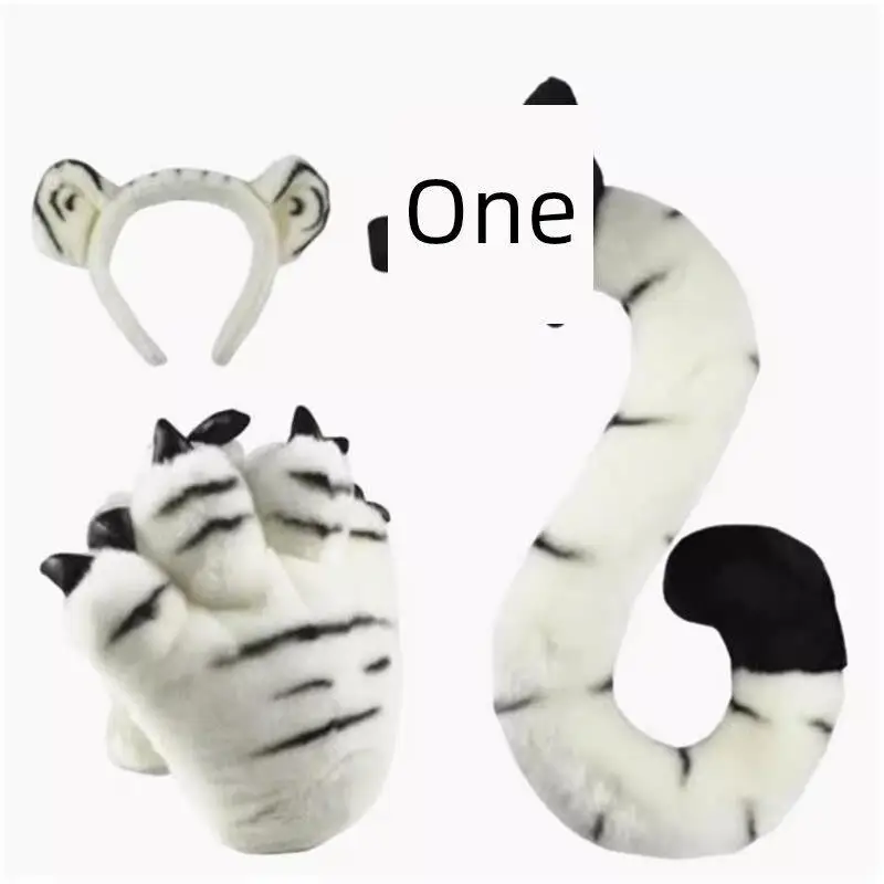 

Longhong Tiger Tail White Tiger Tail Plush Toy Children's Performance Props Animal Tail Soft Stuffed Doll Universal Gender