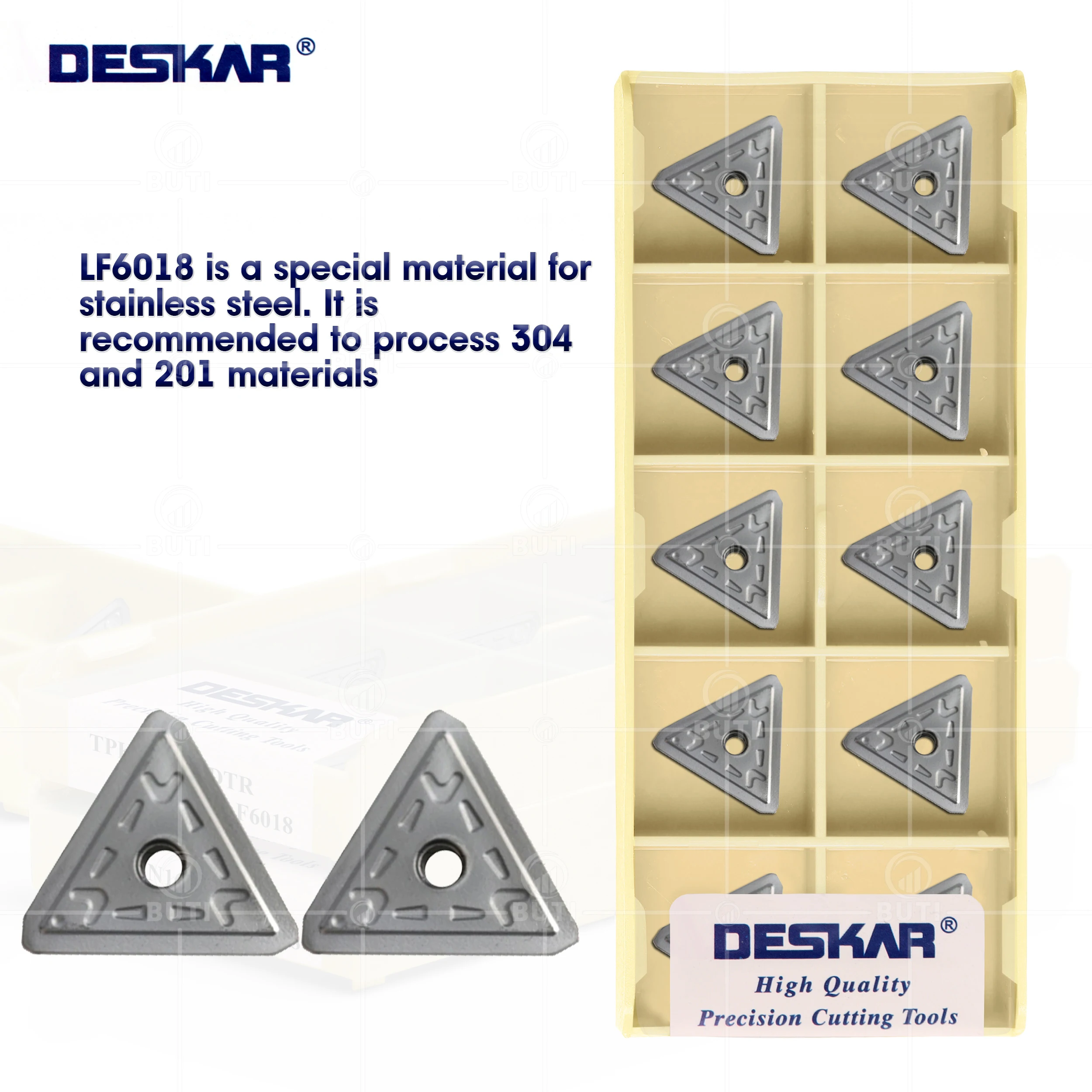 DESKAR 100% 오리지널 CNC 선반 커터, 절삭 공구, 스테인리스 스틸용 카바이드 밀링 인서트, TPKN1603PDTR LF6018