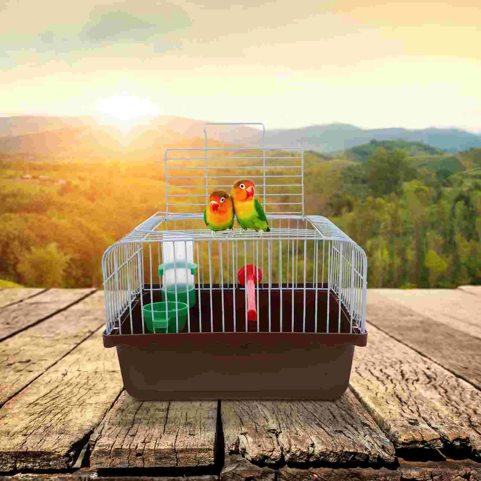 Multi-use Bird Carrier for Parakeets Portable Birdcage with Stand Food Water Accessories Sturdy Parrot Cage Bird Carrying Cage