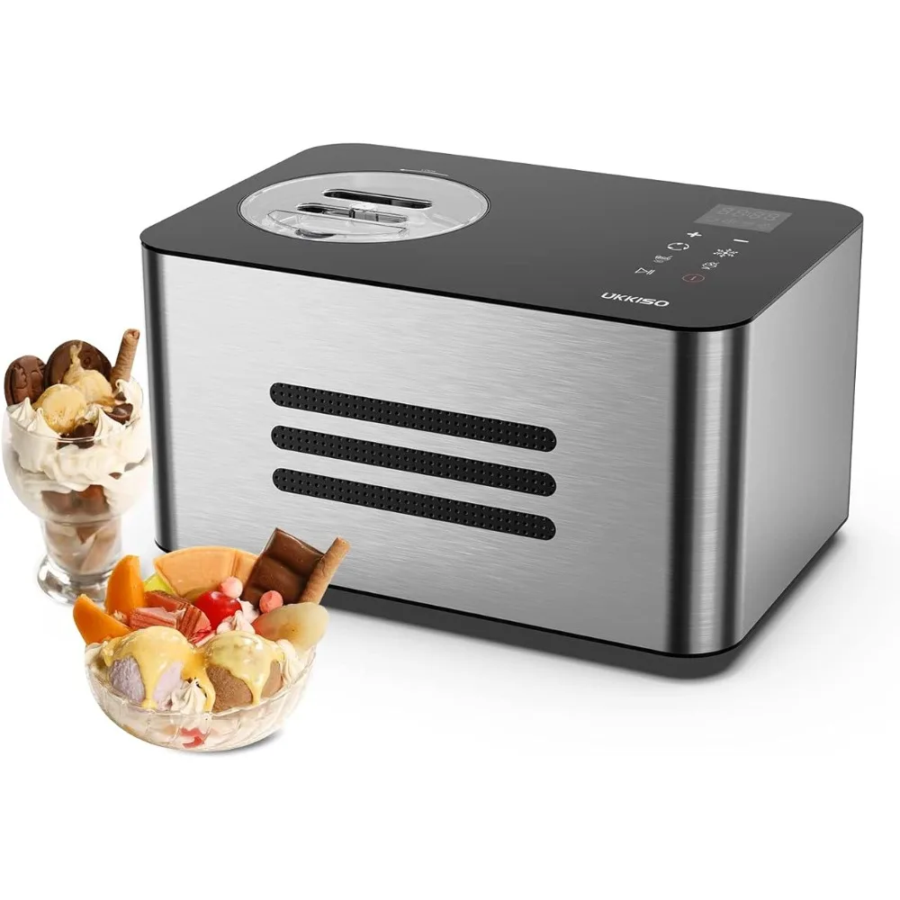 

Ice Cream Maker for Home: 1.5 Quart Automatic Ice Cream Maker Machine with 4 Operation Mode, Stainless Steel Homemade Soft Serve