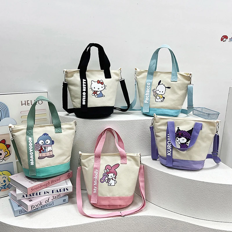 1PC Cute Casual Accessory For Daily Use Sanrio Kuromi Melody Anime Dual-Use Canvas Bag Cartoon Tote Shoulder Handbag