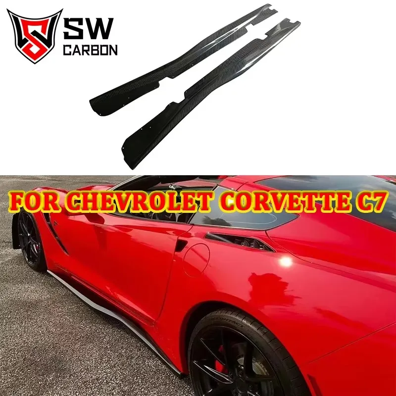 Carbon Fiber Side Skirt Splitter for Chevrolet Corvette C7 Lower Door Lip Spoiler Diffuser Body Kit