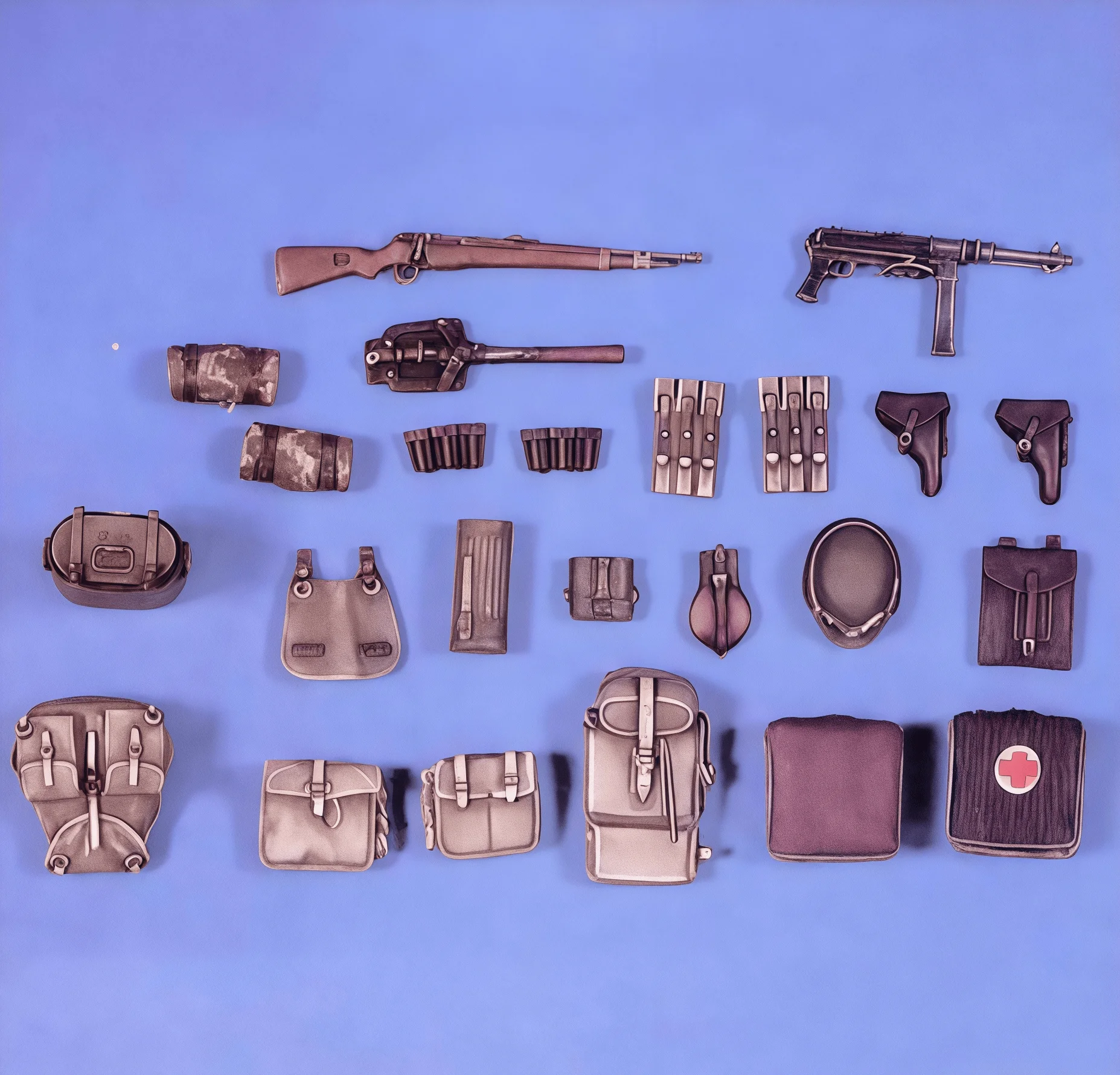 

1/35 Casting Resin Model Assembly Kit, GK， Resin Scene MP40 Model Toy Unpainted