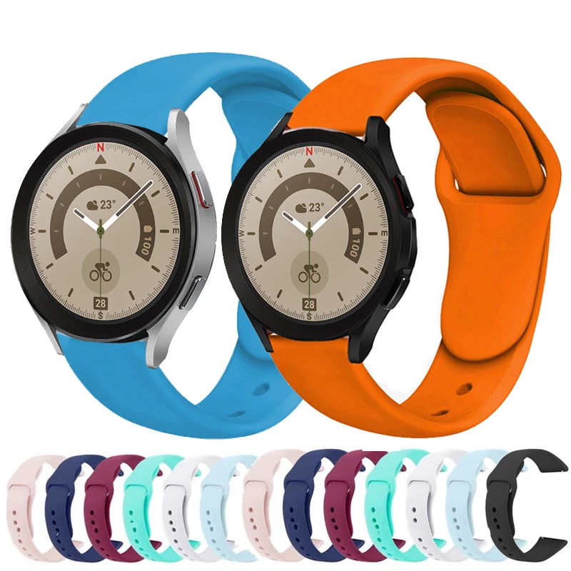 Pulseira de silicone para Samsung Galaxy Watch 4 Classic, Pulseira macia, Correia de substituição, 45mm, 44mm, 40mm, 46mm, 42mm, 5Pro