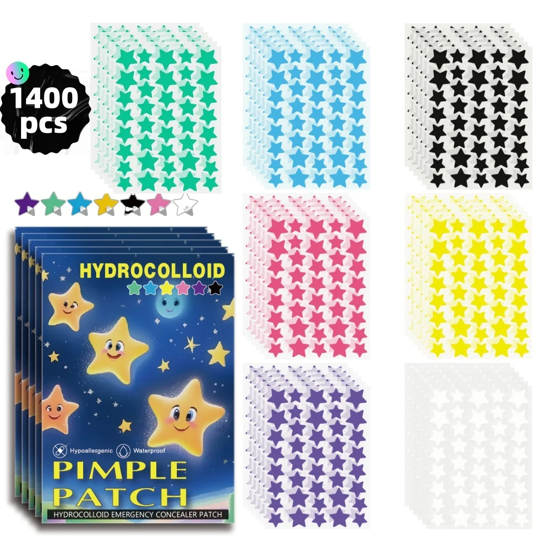 1400pcs Hydrocolloid acne patches, round acne patches, star-shaped acne patches, birthday gifts, Valentine's Day gifts