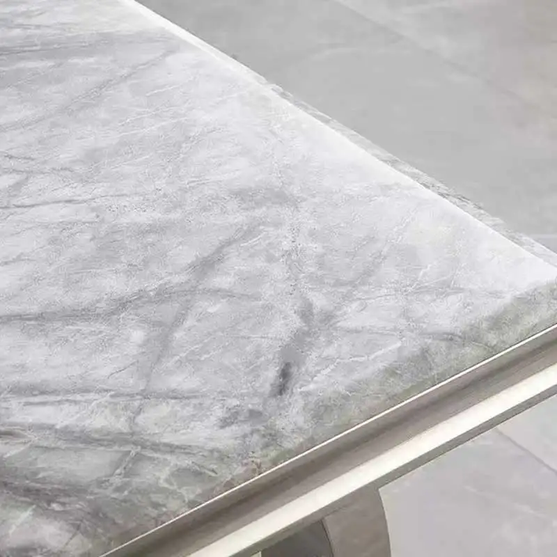 &Classic Luxury Home Metal Dining Table Set 6 Seater Chairs Furniture Villa Modern Marble Slate Dining Room Dining Table
