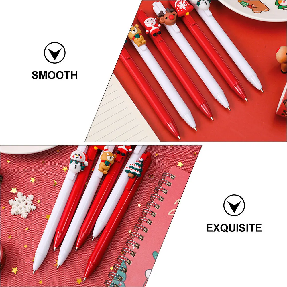 

12 шт., рождественские ручки, гелевая ручка для студентов, офисный мультяшный дизайн, пластиковые письменные принадлежности, праздничные школьные канцелярские принадлежности