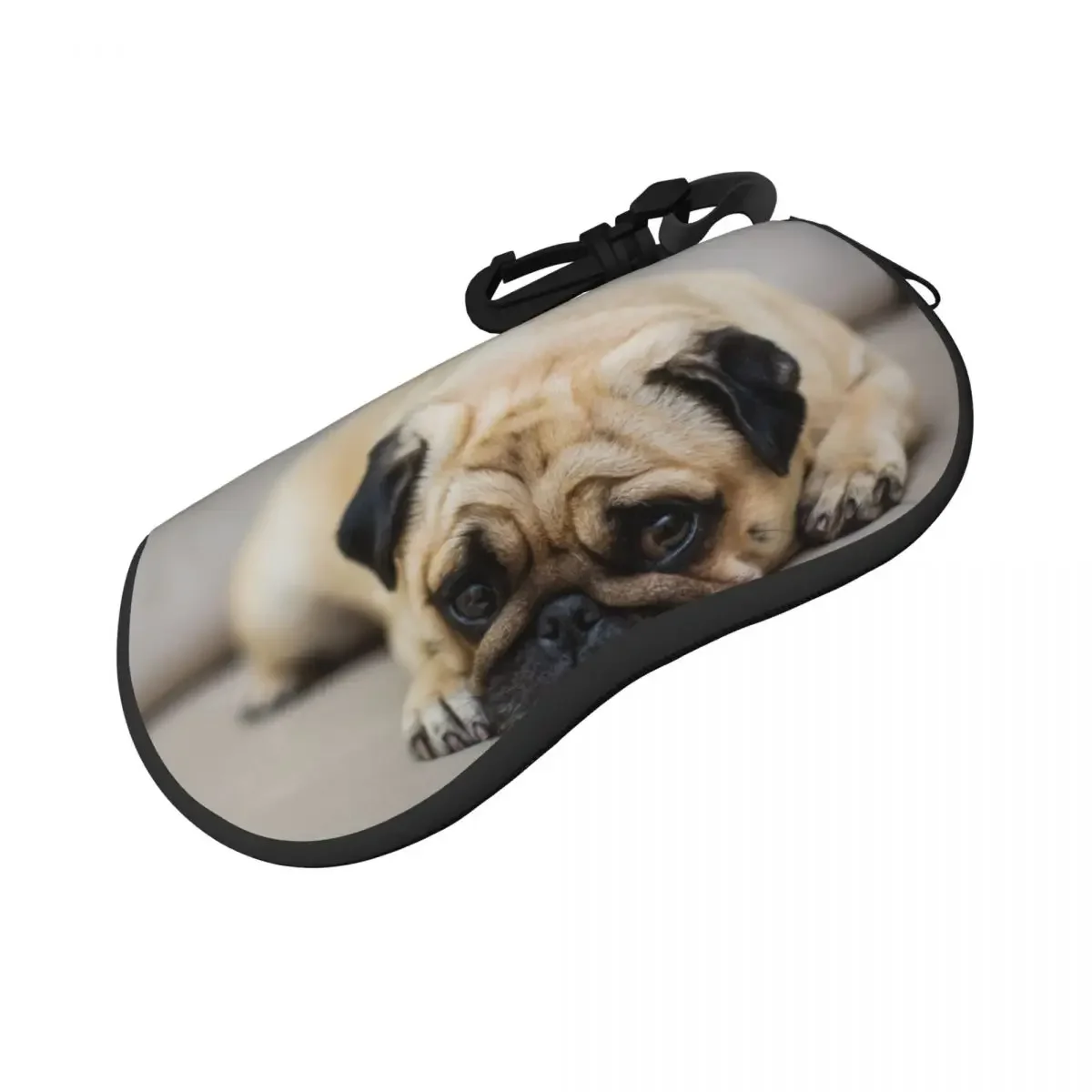 Portable Eyewear Case Cover Pug Sunglasses Soft Glasses Box With Lanyard Zipper Eyeglass Protector