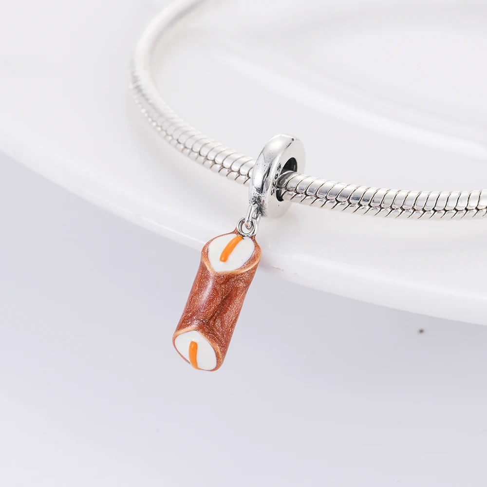 جديد 925 فضة البطيخ البيتزا الذرة سحر of ley 925 سلسلة مطرز صالح الأصلي قلادة سوار DIY بها بنفسك السيدات مجوهرات