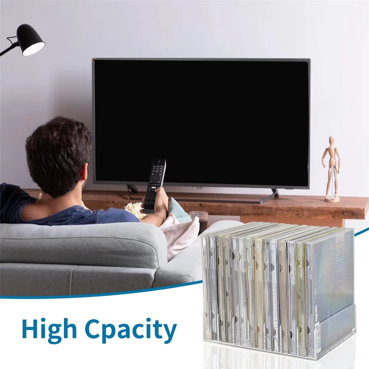 Suporte de cd acrílico transparente, 4 unidades, com cd, dvd, rack de exibição, armazenamento de cd, organizador, suporte, bandeja de cd