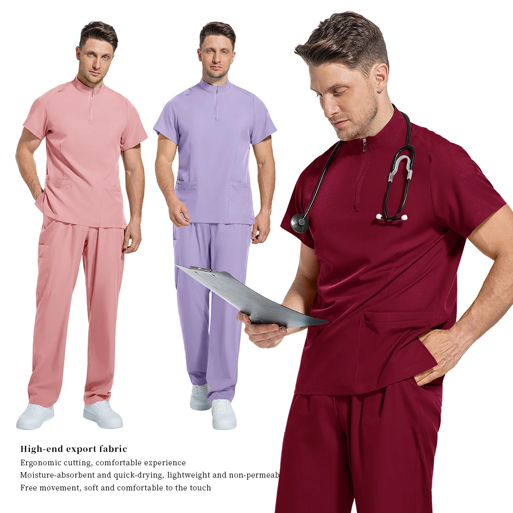 Nouveaux uniformes chirurgicaux médicaux femme gommage ensemble Salon de beauté vêtements de travail gommages cliniques haut poche pantalon vétérinaire médecin Zip combinaison d'allaitement