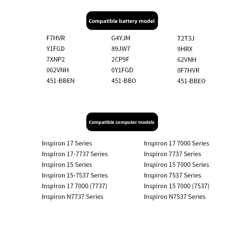 بطارية كمبيوتر محمول Dell F7HVR Inspiron15 7537 17 7737 7000 T2T3J عالية الجودة متينة