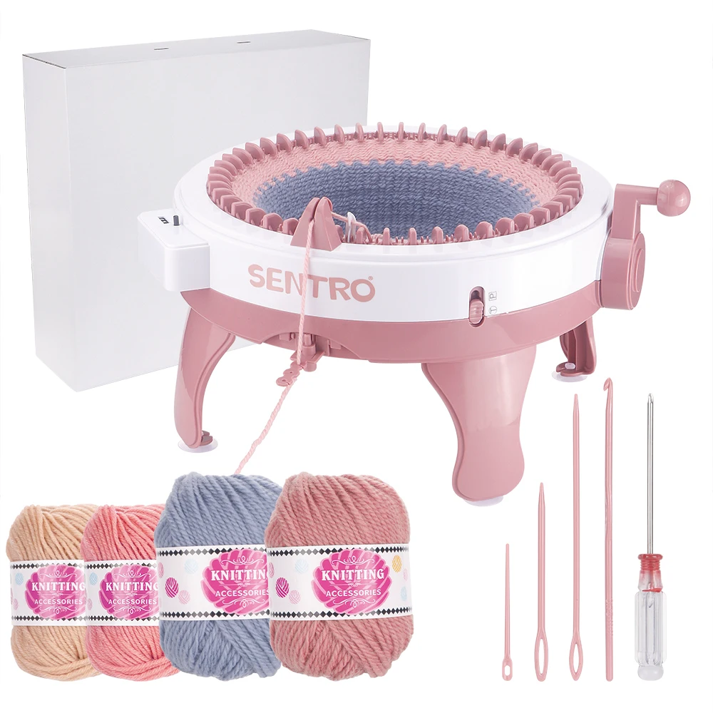 

Sentro Knitting Machine 48 Needles - Flat/Tubular Braiding, Pink Plastic DIY Handicraft Kit for Knitting Hats,Scarves,Gloves