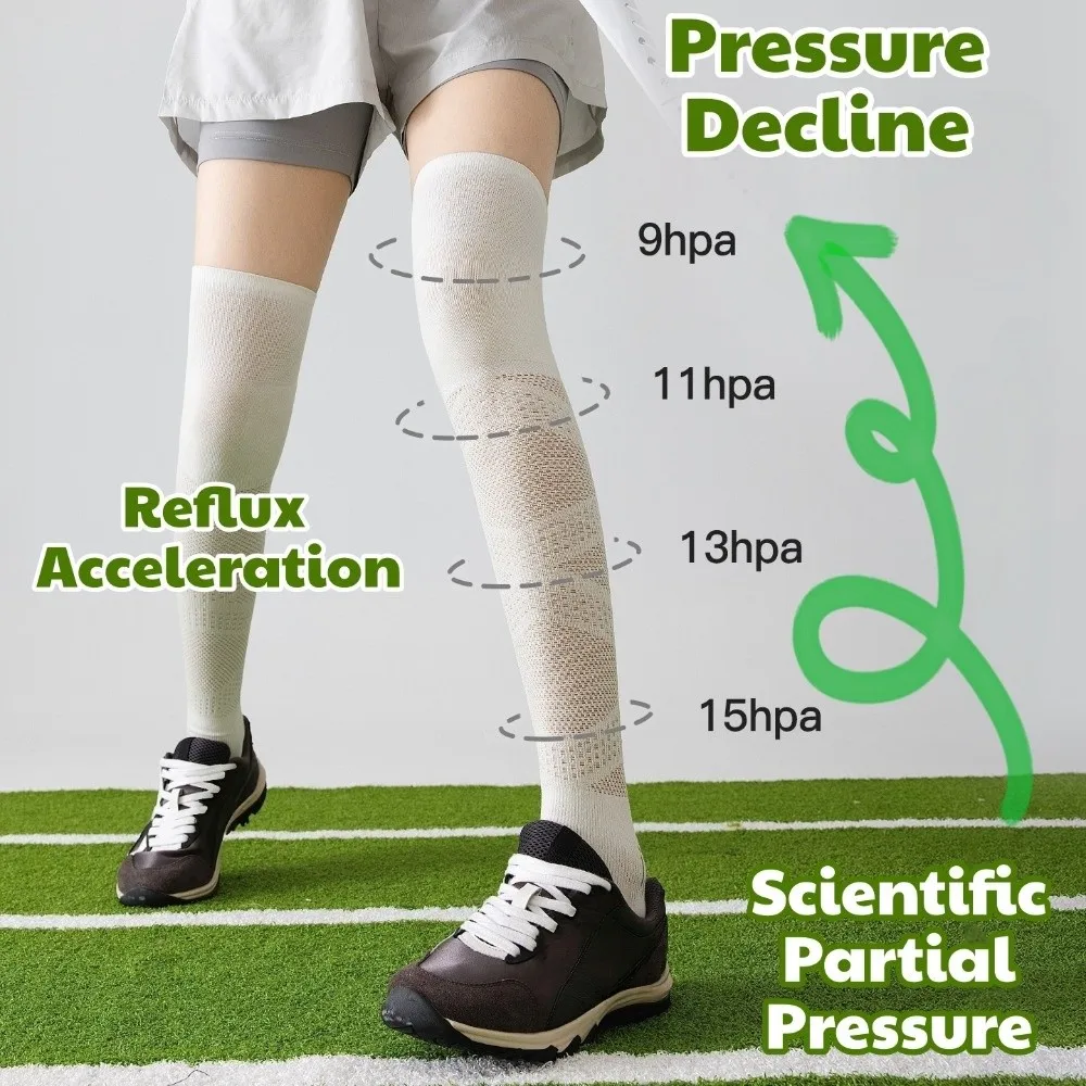 Knee High 9-15mmHg Compression Socks Circulation Athletic Recovery Graduated Pressure Socks Elastic Sports Stockings