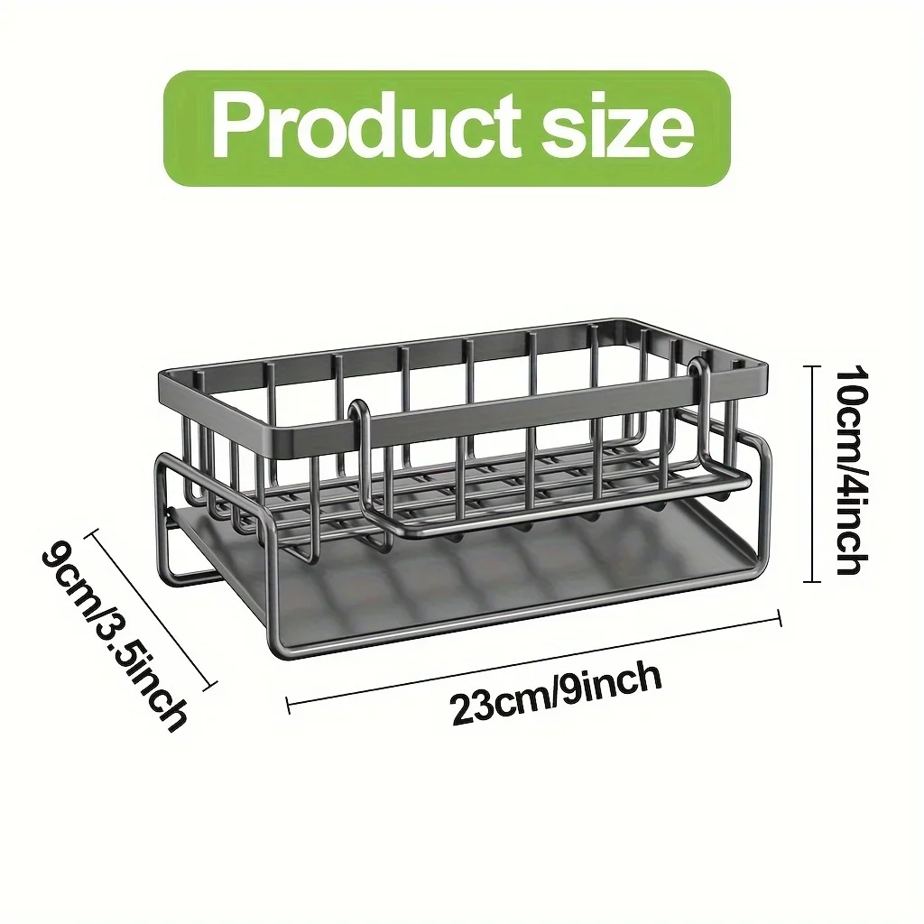 Sponge Holder for Kitchen Sink, Plastic Auto Draining Kitchen Sink Organizer, Sink Caddy with Removable Brush Holder