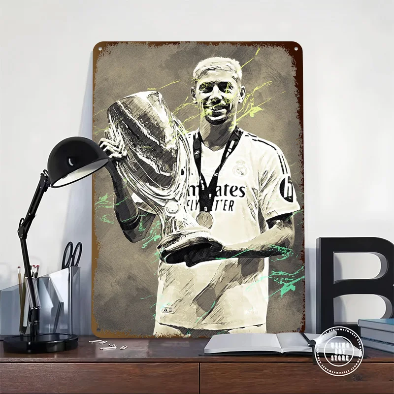 Federico Valverde Personalized 3D Textured Metal Poster Wall Art Tinplate Sign for Gaming Room Decoration Items Wand Deko House