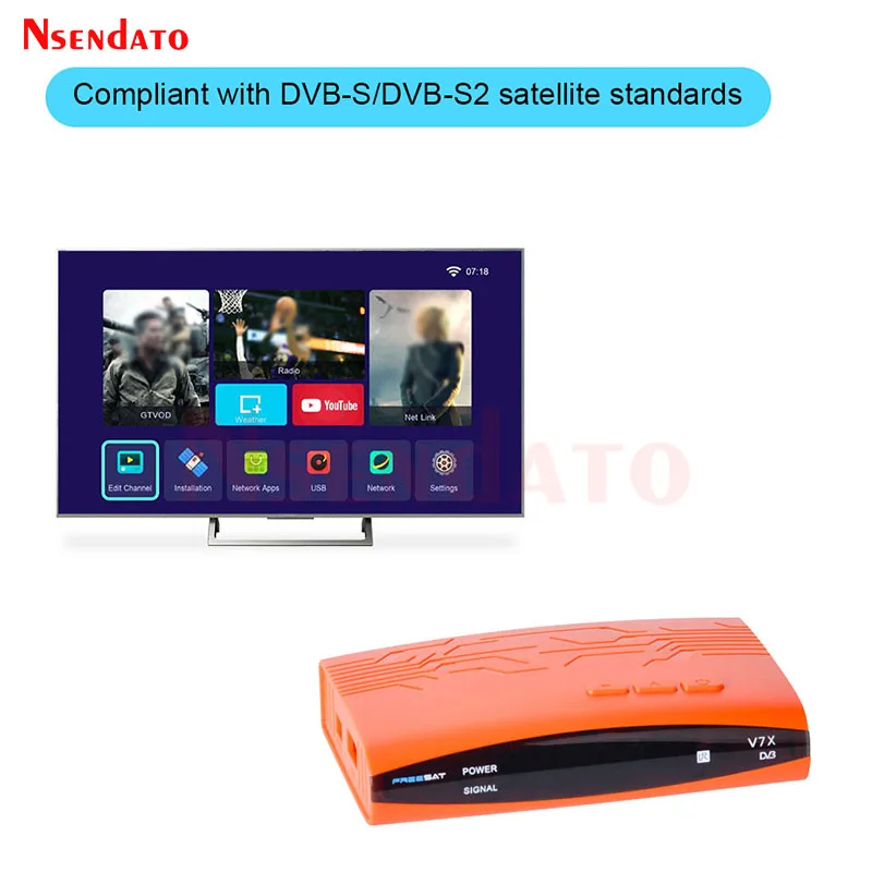 Freesat V7X DVB-S/S2 Satellite TV Receiver 1080P Full HD H.264