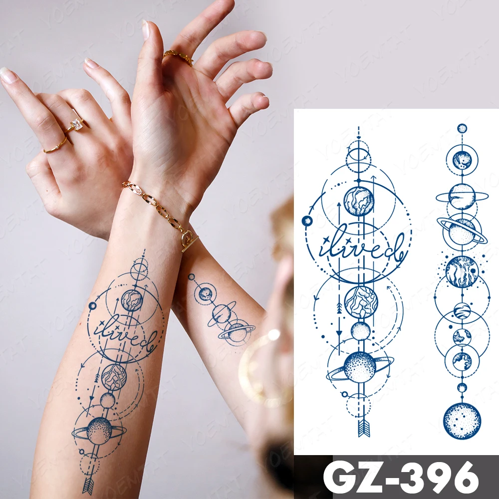 Waterproof Temporary Tattoo Sticker Flower English Arm Juice Lasting Ink Semi-Permanent Body Art Genipin Herbal Fake Tattoos