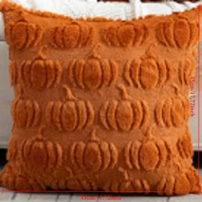 1pc Halloween Pumpkin Ghost Throw Pillow Cover Plush Funny Cushion Cover Holiday Sofa Home Decor Pillowcase Without Insert