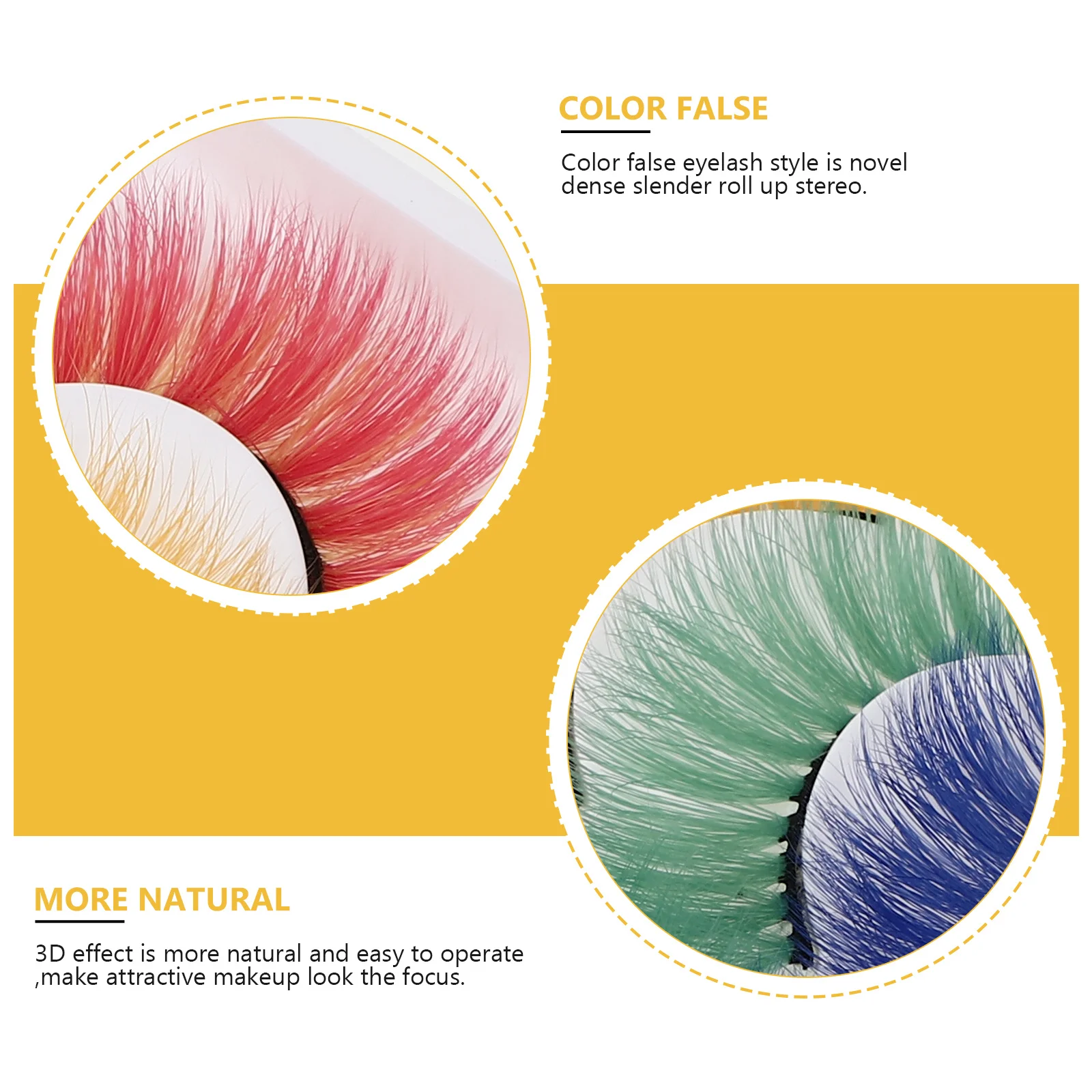 

OHPHCALL 5 Pairs Colorful False Eyelashes Lasting Costume Lashes for Party Cosplay Daily Wear Eye Charm Enhancement