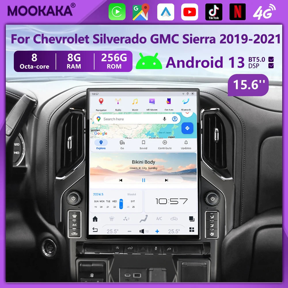 

Для Chevrolet Silverado GMC Sierra 2019-2021 Android 13.0 автомобильный умный мультимедийный видеоплеер радио GPS-навигация 4G Carplay Auto