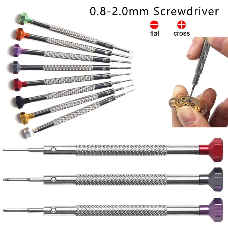 0.6-2.0mm Slotted Cross Screwdriver Professional Watchmakers Watch Repair Alloy Stainless Steel Screwdrivers Jewelry Camera Tool