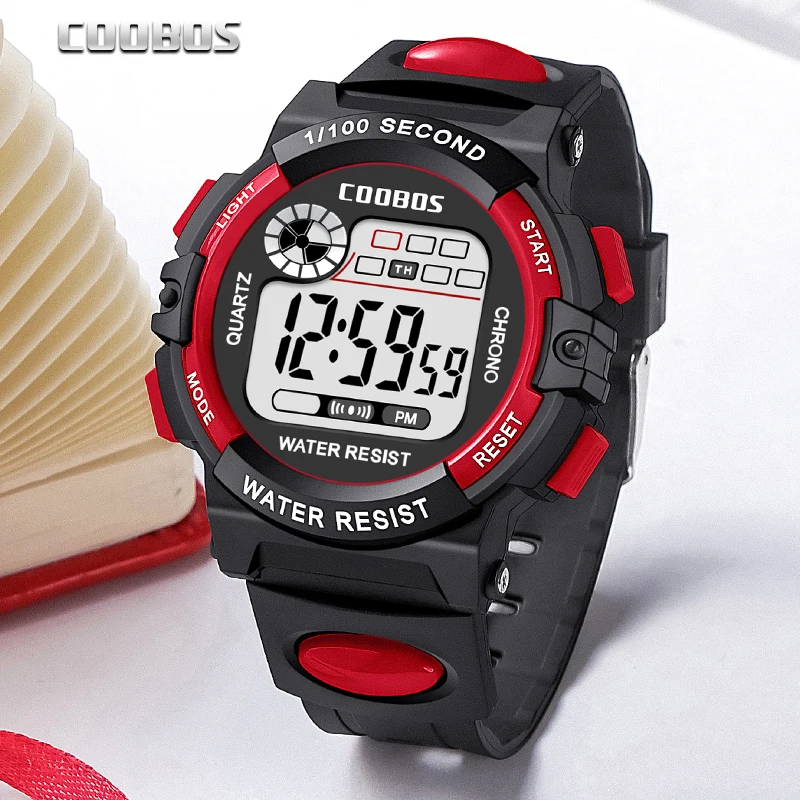 COOBOS Brand Children Watch Sports Digital Watch for Kids Boys Girls Student 30M Waterproof Multifunctional LED Wristwatch