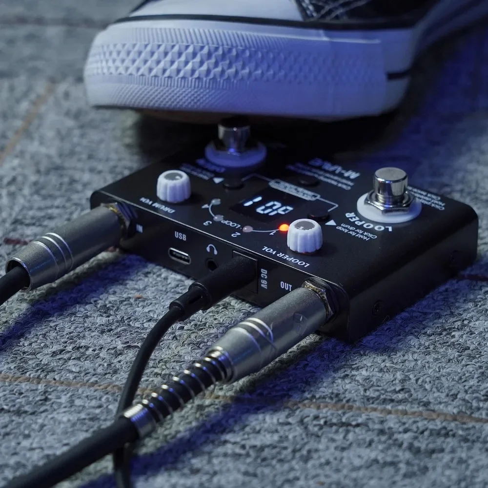 M-VAVE Guitar Effect Pedal Drum Looper Effector LOST TEMPO 30 Drums 11 Mins Looper Recoding Time Precision Tuner Effect CUVAVE