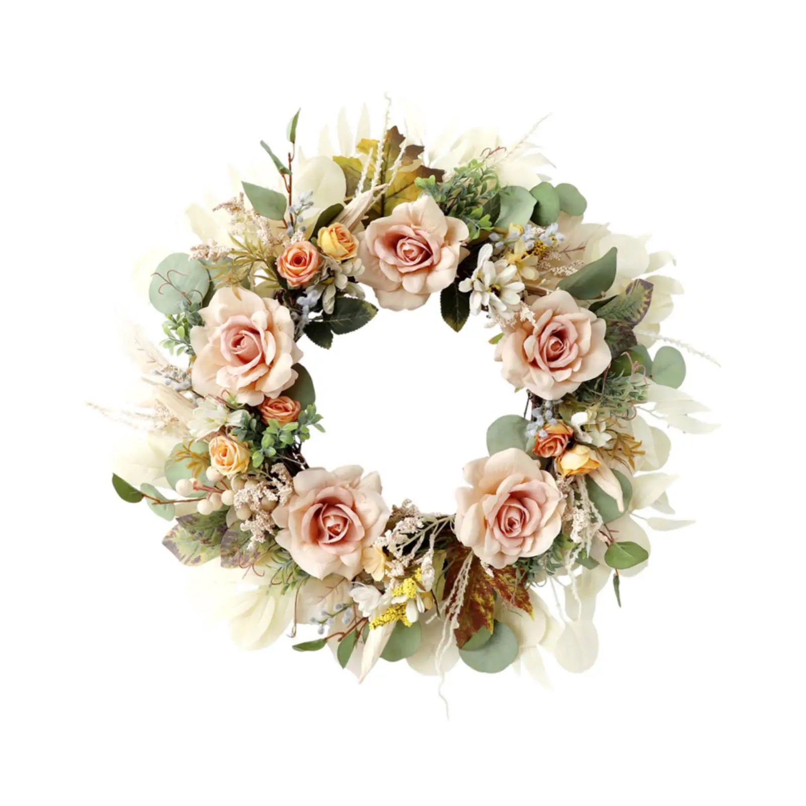 

Simulated Champagne Rose Wreath Door Wreath for Party Window Spring Festival