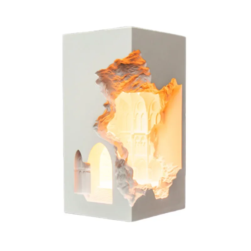 Atmosphere Designer Notre Dame Embedded Night Light with Inductive Switch Gypsum Corner Wall Sconces Corridor Stair Background