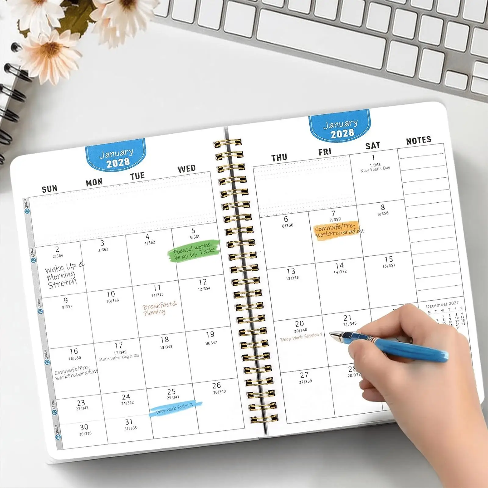 5 Year Calendar Reading Theme Cover Notebook Calendar 5.5x8.3Inch 2027-2031 Year Planner for Teacher Students College Office