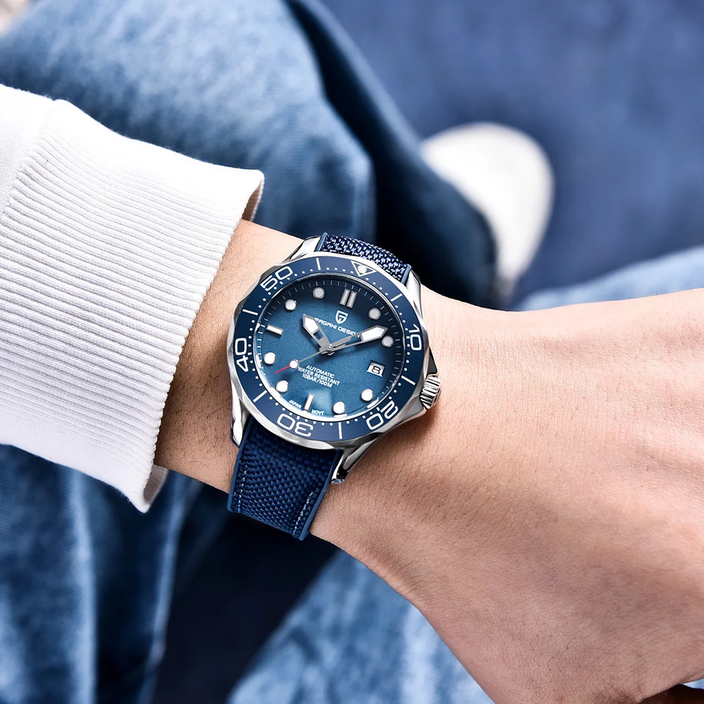 2025 تصميم باجاني 007 ساعة ميكانيكية للرجال قمة الموضة ساعة أوتوماتيكية للرجال NH35A الياقوت ساعة من الفولاذ المقاوم للصدأ للرجال 10BAR