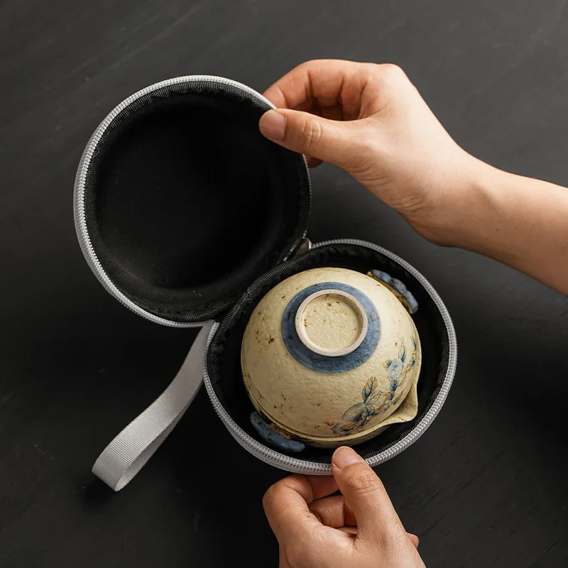 LMM Portable One Pot Three Cups Kung Fu Travel Tea Set Travel Outdoor Tea Pot