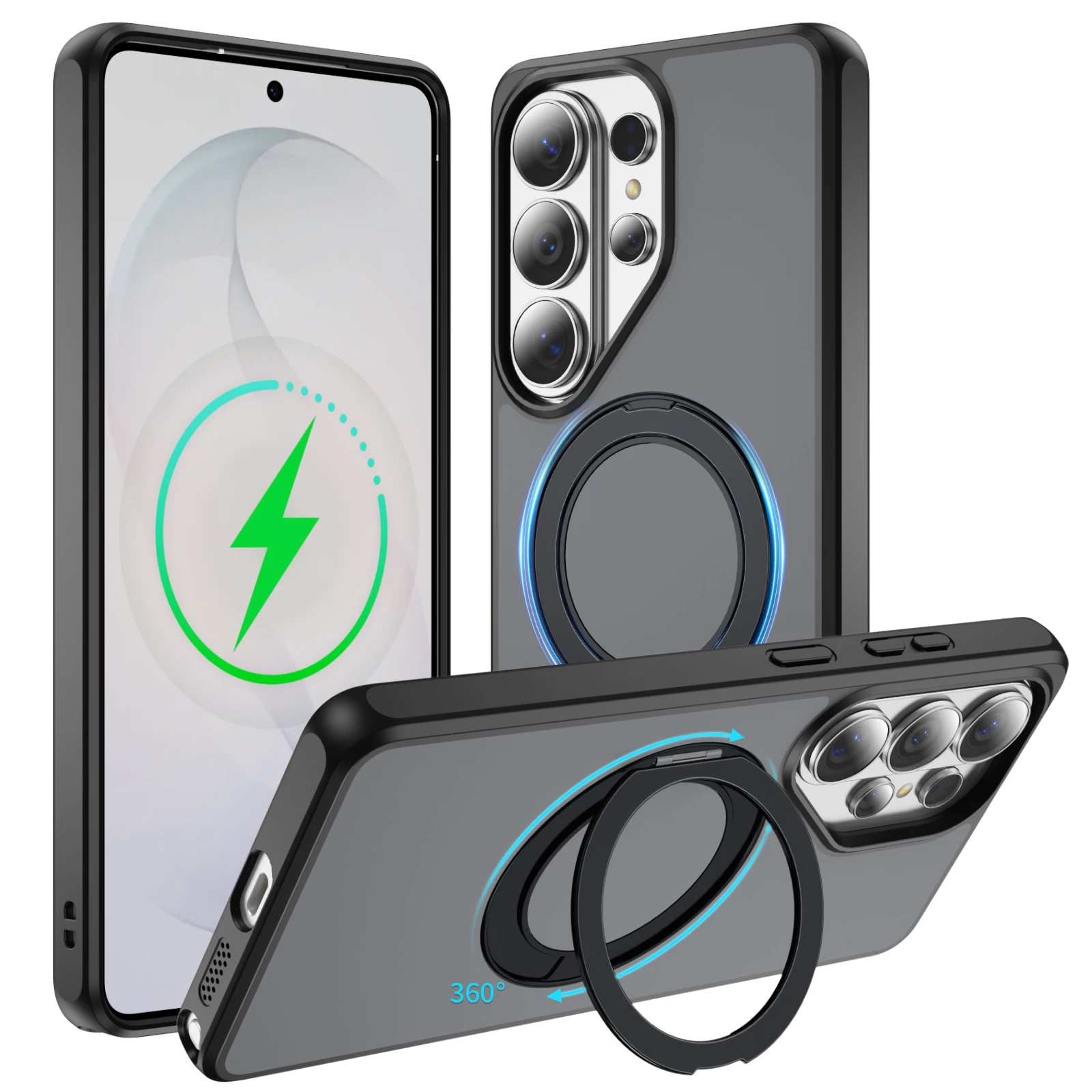 Skin-friendly Armor Magnetic Case For Samsung Galaxy S26 Ultra S26+ 5G 360° Rotating Stand Holder TPU Frame Plastic Phone Cover