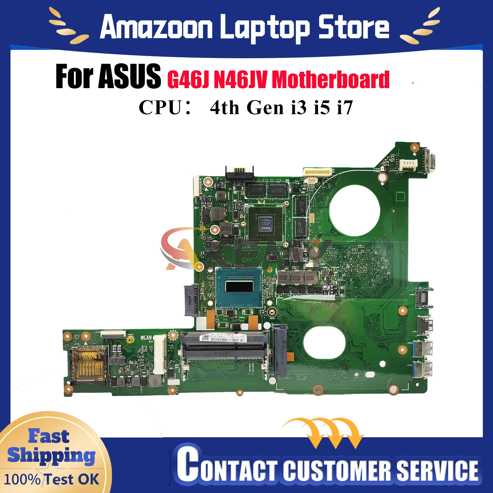 

N46JV Laptop Motherboard For ASUS N46JV G46J N46J Notebook Mainboard With i3 i5 i7 CPU 100% tests OK fast shipping High quality