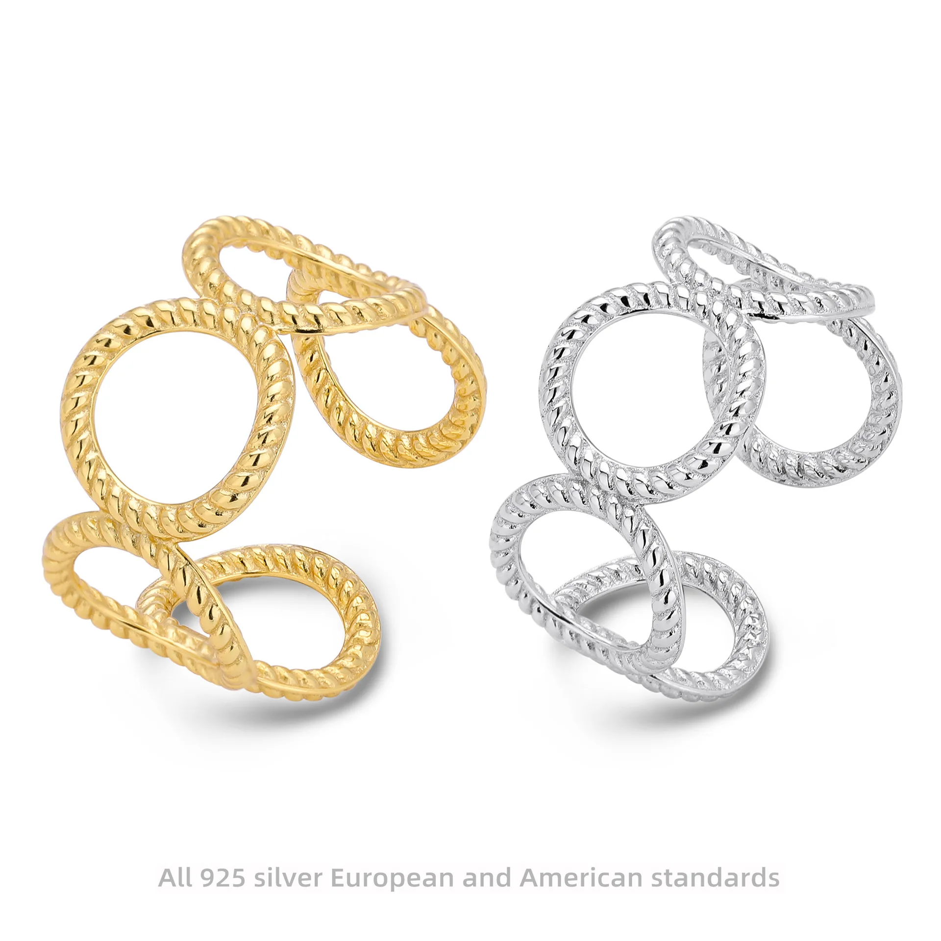 Withered S925 Sterling Silver Ring Fashion Personality Fried Dough Twists Ring Jewelry Girl
