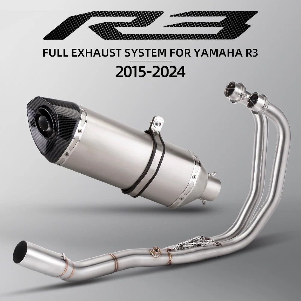 

Motorcycle Exhaust Escape Moto Full System Front Link Pipe Connect 470mm Big Hexagon Muffler For Yamaha YZF R3 R25 MT03