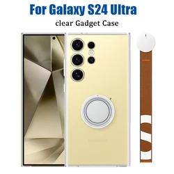 Original For Samsung Galaxy S24 Ultra Clear Gadget Case S24Ultra Bracket Stand wrist strap Cover, EF-XS928