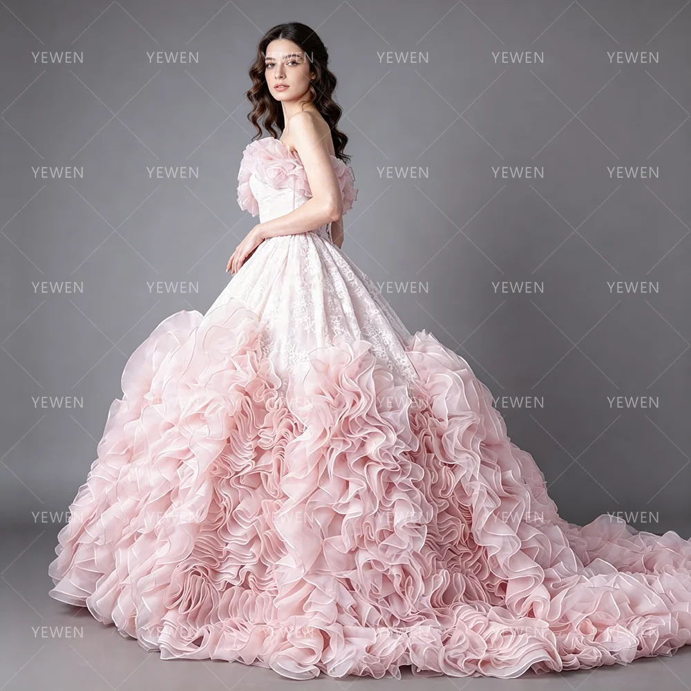 Photography Dress Tulle Wedding Gown Ruffle Short Sleeve Bridal Gown Princess Bespoke Occasion Dresses for Special Occasions