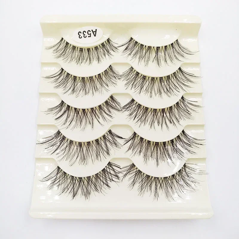 5 Par/Zestaw Sztucznych Rzęs 3D z Imitacji Norki Naturalny Efekt Krzyżowane Sztuczne Rzęsy Narzędzie do Makijażu Oczu