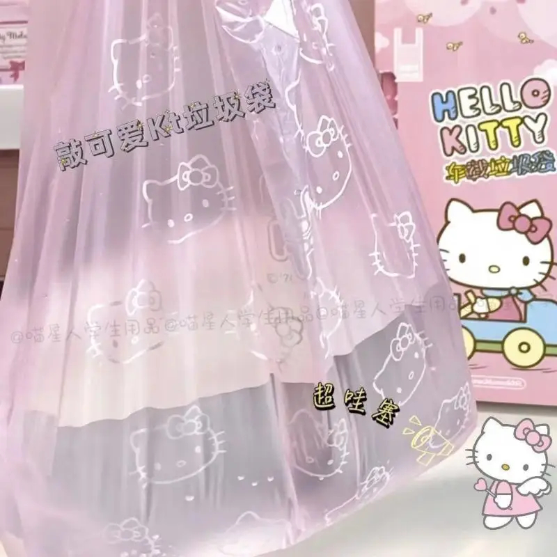 hot Sanrios Vehicle Mounted Trash Bag Kawaii Hello Kitty Cartoon Portable Disposable Desktop Storage Bag Daily Necessities gift