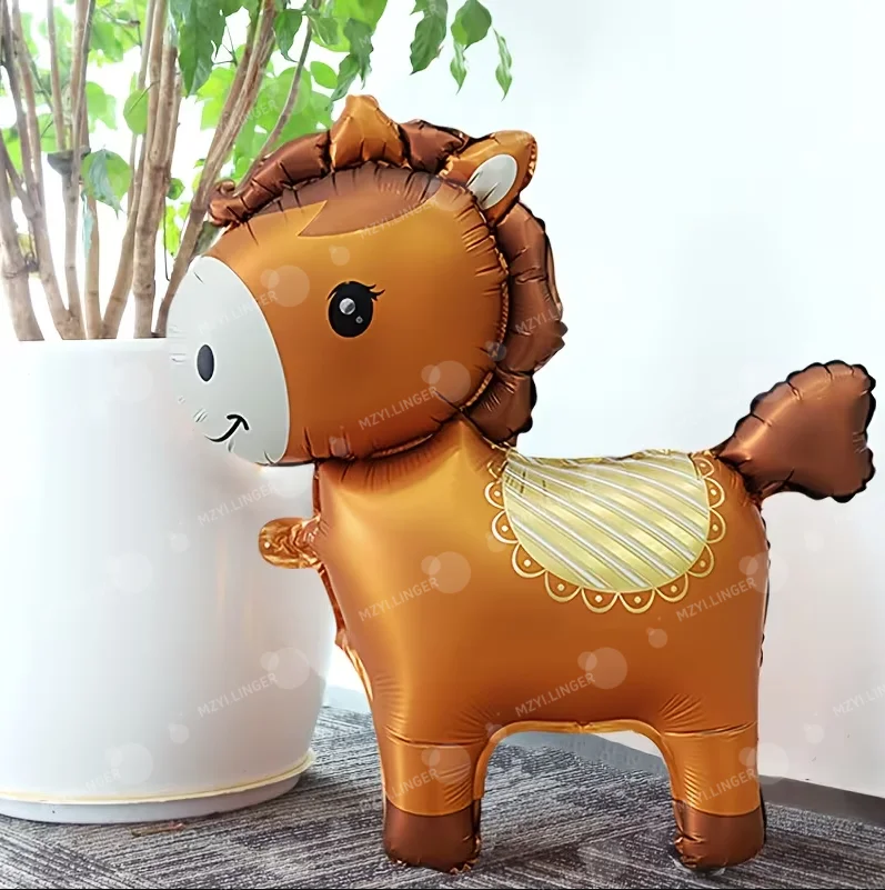 Cartoon Nette Styling Pony Ballon Pferd Aluminium Film Ballon für Bauernhof Party Fotografie Requisiten Geburtstag Dekoration – Detail 4