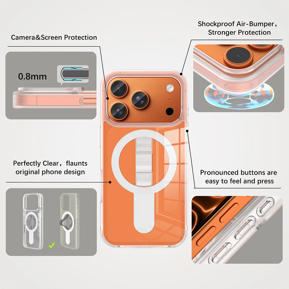 حامل مغناطيسي Ultra Grippopso لهاتف iPhone 17 Air 16 Pro Max [متوافق مع MagSafe] حلقة هاتف شحن لاسلكي Co