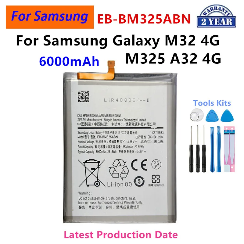 

Brand New EB-BM325ABN 6000mAh Battery For Samsung Galaxy M32 4G/M325 A32 4G SM-M325F/DS SM-M325FV/DS M325F M325 +Tools