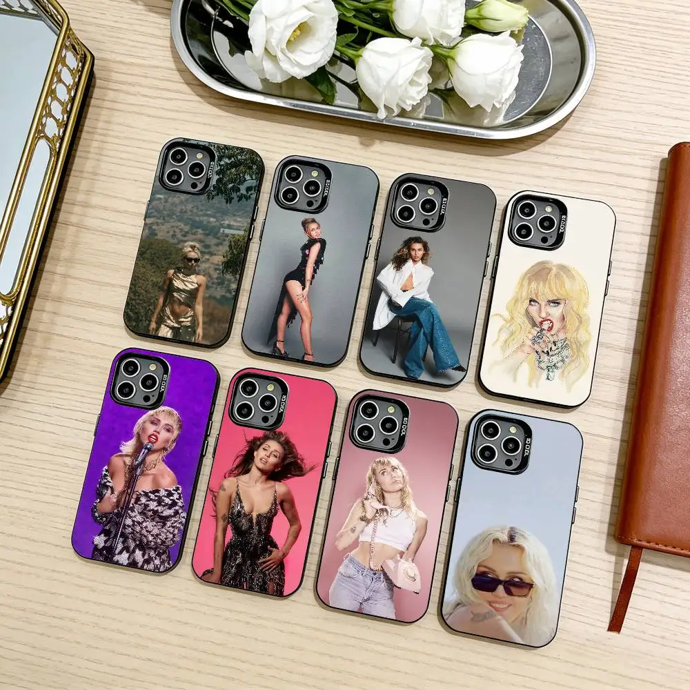 

Singer M-Miley-C-Cyrus Phone Case For iPhone17,16,15,14,13,12,11 Plus,Pro Max Black Candy silver phone case