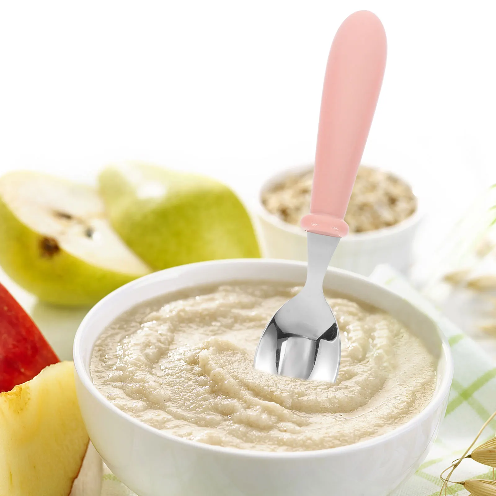 

1Set Toddler Silverware Stainless Steel Spoon Fork Plastic Handle Kids Utensils Safe Practical Children Cutlery Set