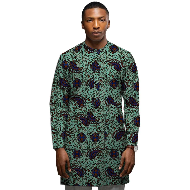 

Men Long Sleeve Shirt Traditional African Clothing Cotton Print Dashiki Tops African Clothes Causal Shirts