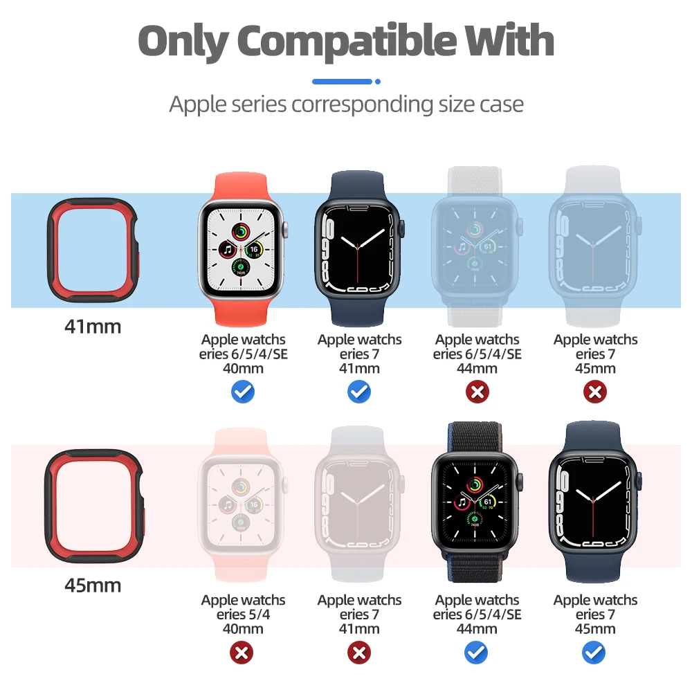 Case for Apple iwatch 7 SE 6 5 4 3 Serirs Soft Silicone TPU Bumper Full Cover Smart Watch Protection Shell 40mm 41mm 44mm 45mm