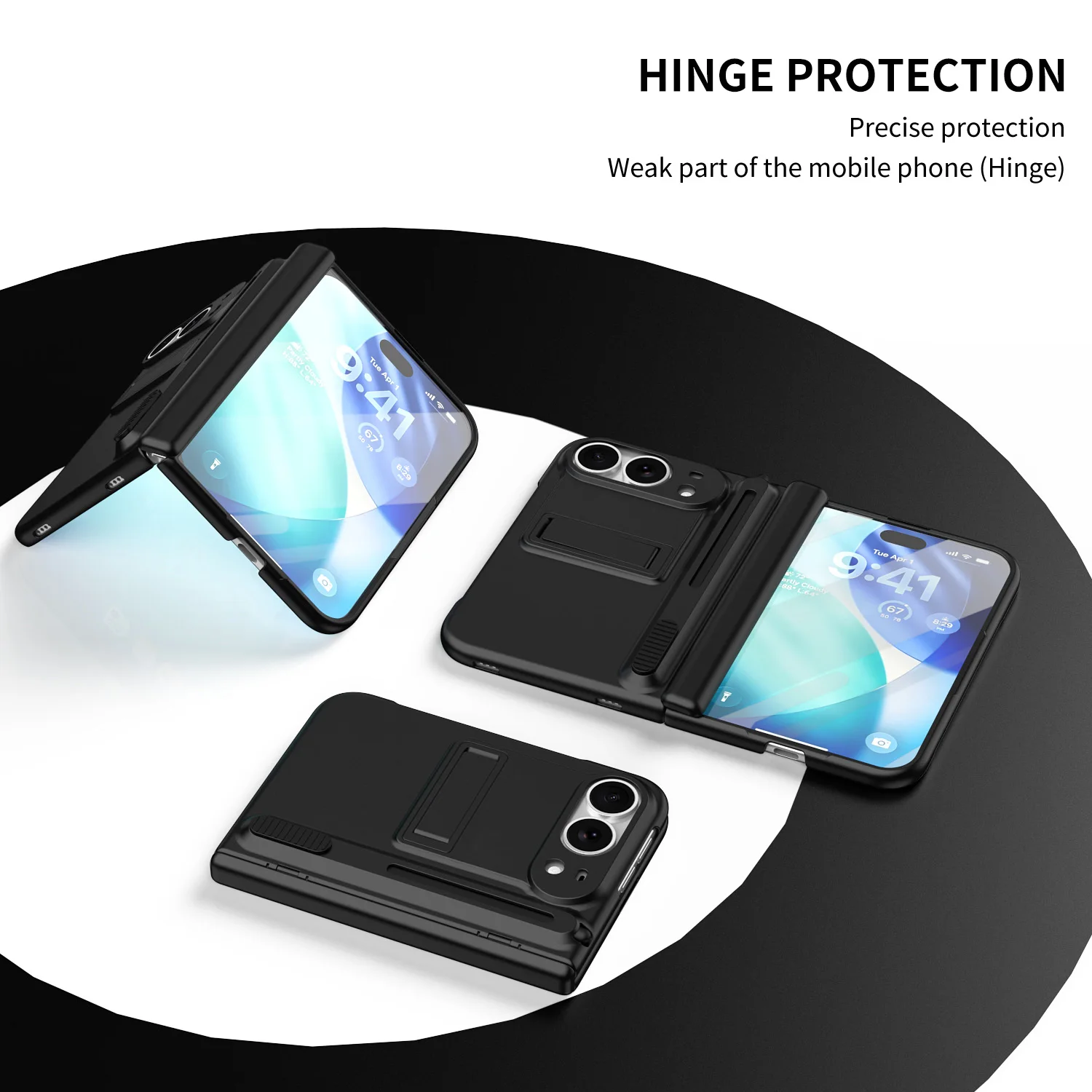 For iPhone Duo Foldable Case With Pen Stylus Hinge Protect Built‑in Front Tempered Glass Film Retractable Pen Slot Kickstand